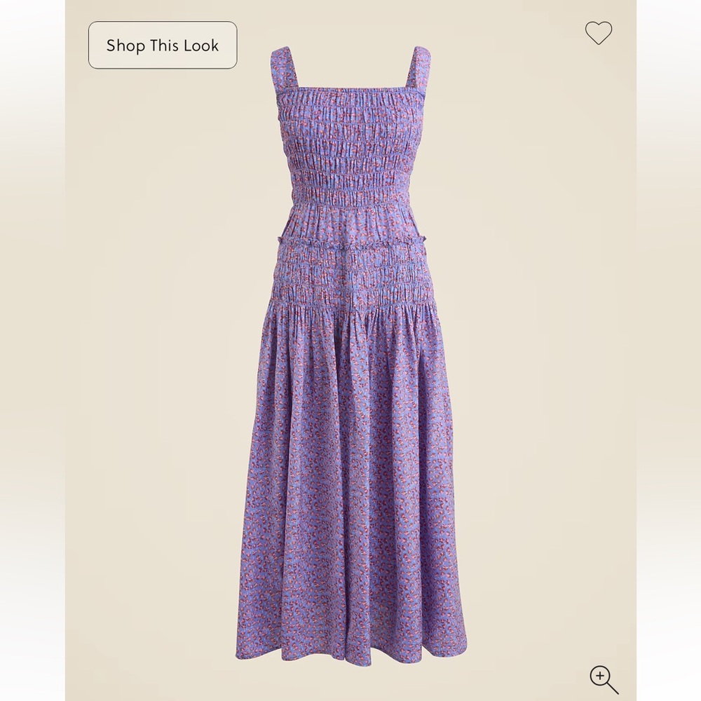 J. Crew Smocked midi dress in summer fields print Blue Flowers Small